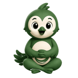 Nestie, the Keptso mascot, sitting contentedly